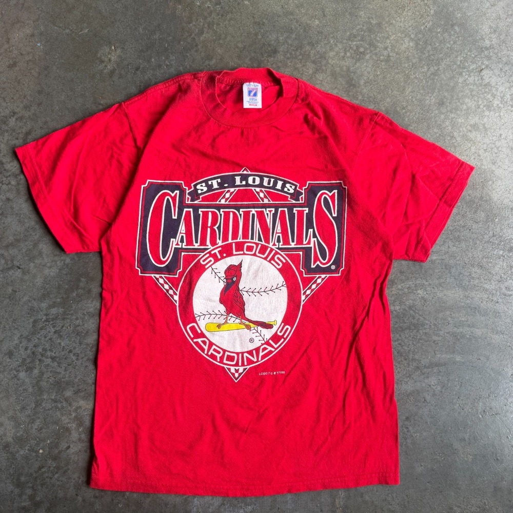 Vintage 90s St. Louis Cardinals Logo 7 Graphic Shirt Mens Medium 19x27 USA Made